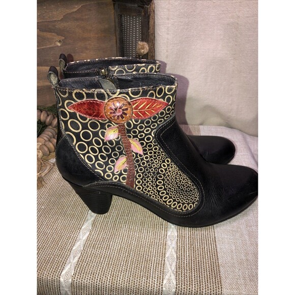 L'ARTISTE Spring Step Parfum Women’s Black Leather Ankle Boot Booties Size 10 - Picture 4 of 11
